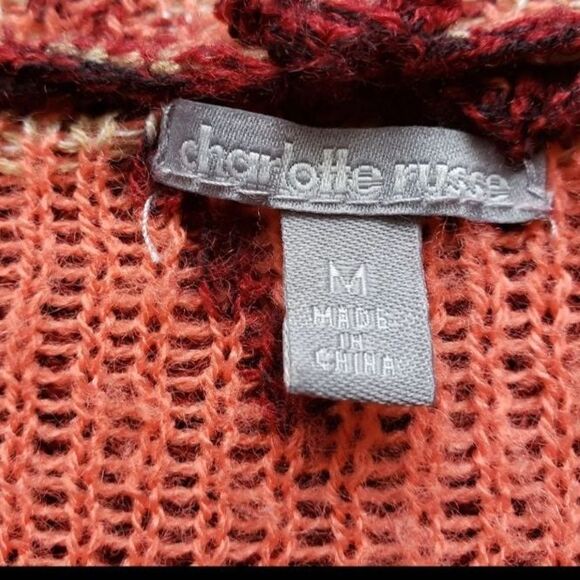 Open front hooded sweater cardigan fringe hem south western Sz Medium M - Picture 7 of 8